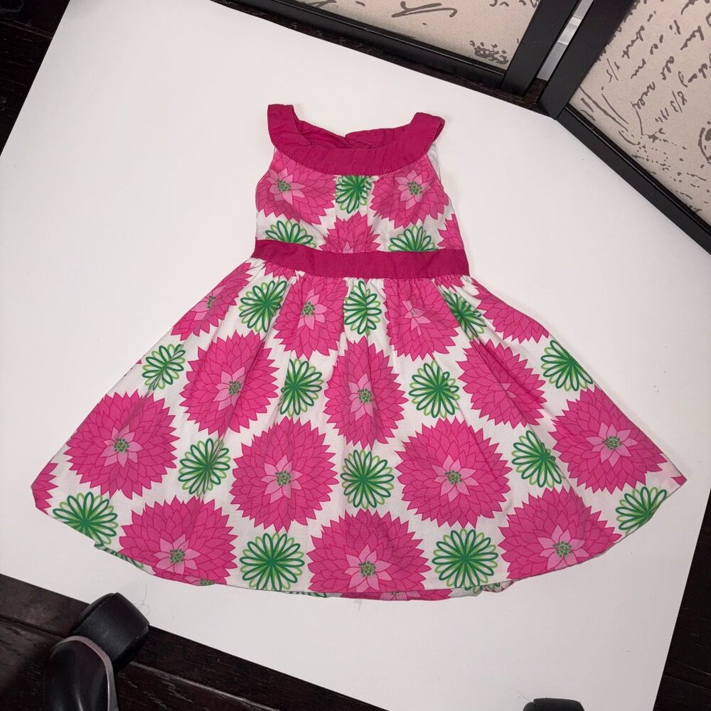 💜3/$12✨ Penelope Mack Toddler Pink Green Floral Sleeveless Dress Size 18 months